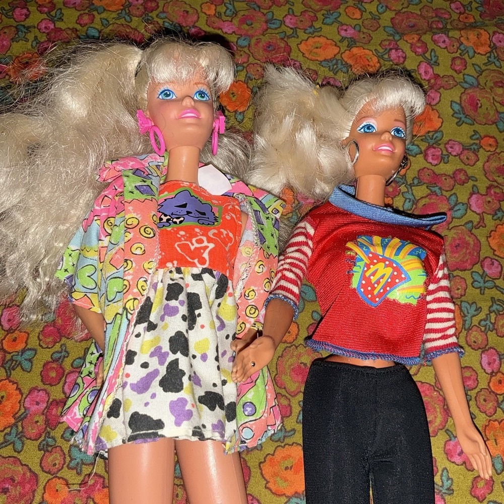 90s 80s Vintage Barbie Pet Pals‎ McDonald's Shirt Outfit Lot Of 2 Earrings Ring